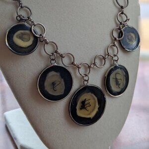 Vintage Black and Gold Statement Necklace - Chunky Gothic Pendant Choker